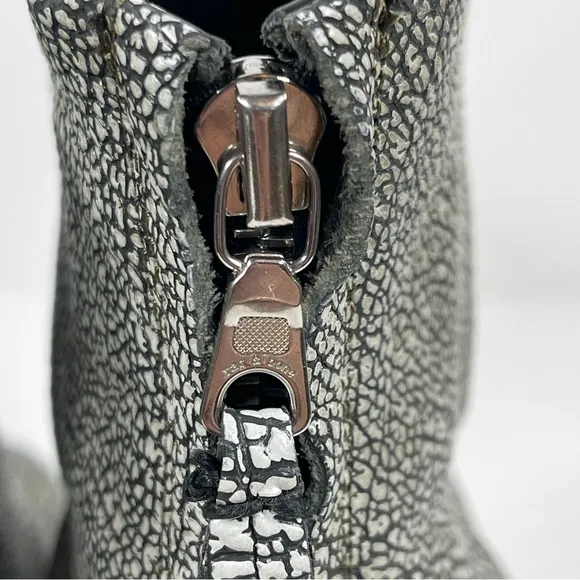 Rag &amp; Bone Newbury Iron Classic Crackle Texture Leather Zip Ankle Boots …