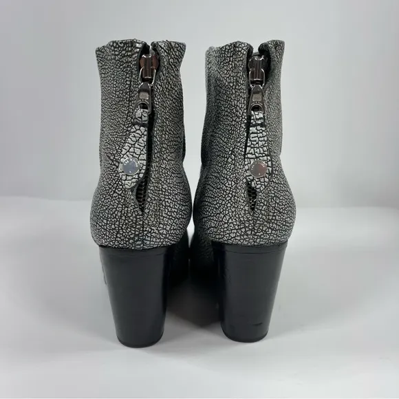 Rag &amp; Bone Newbury Iron Classic Crackle Texture Leather Zip Ankle Boots …