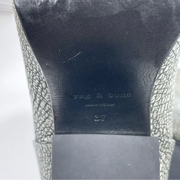 Rag &amp; Bone Newbury Iron Classic Crackle Texture Leather Zip Ankle Boots …