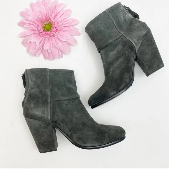 Rag &amp; Bone Newbury Suede Leather Ankle Boots: Dark Grey