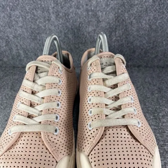 Rag &amp; Bone Perforated Sneakers Womens 8.5 Pink Leather Shoes Standard Issue 38.5