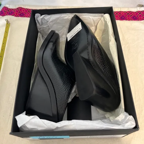 Rag &amp; Bone Santiago Wedge Mule Black Croco size 37/7