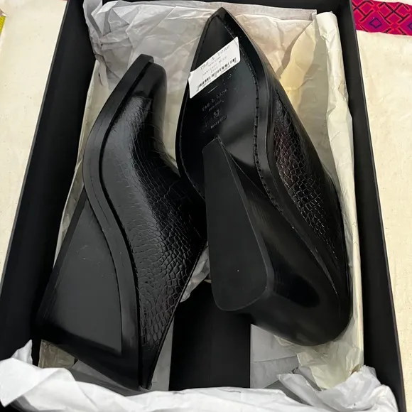 Rag &amp; Bone Santiago Wedge Mule Black Croco size 37/7