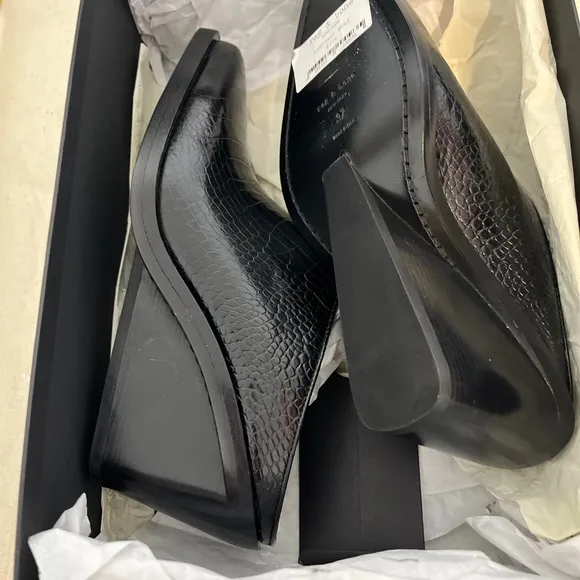 Rag &amp; Bone Santiago Wedge Mule Black Croco size 37/7