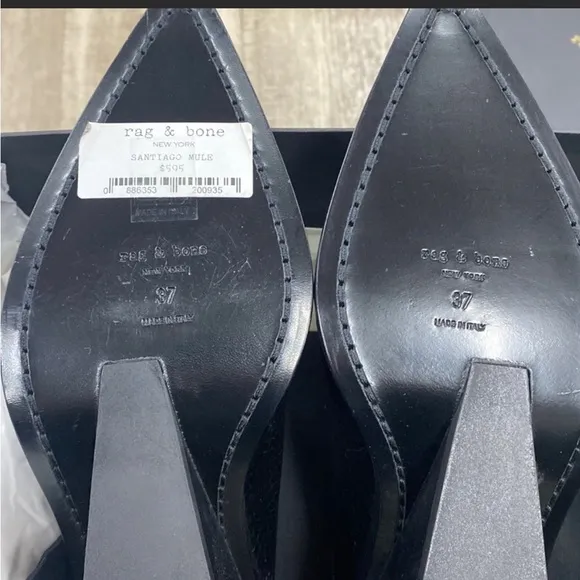 Rag &amp; Bone Santiago Wedge Mule Black Croco size 37/7