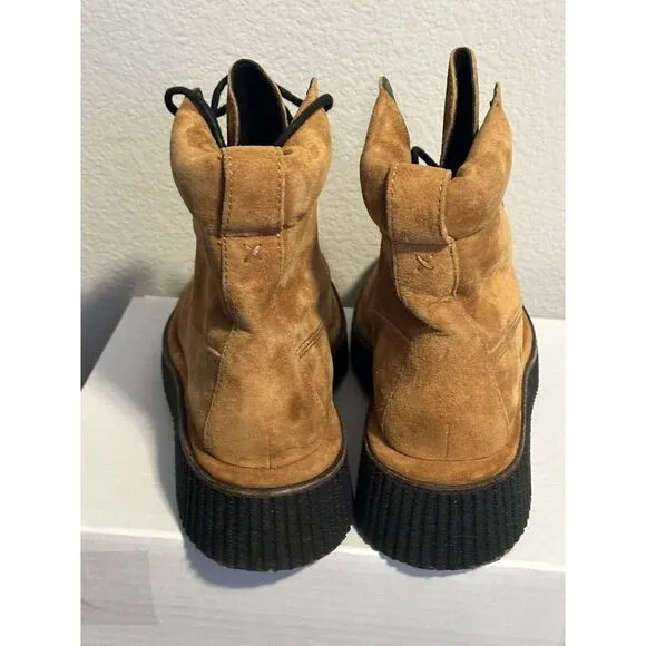 Rag &amp; Bone Sloane Suede Leather Lace-Up Combat Boot in Cinnamon Rust Size 38/7.5