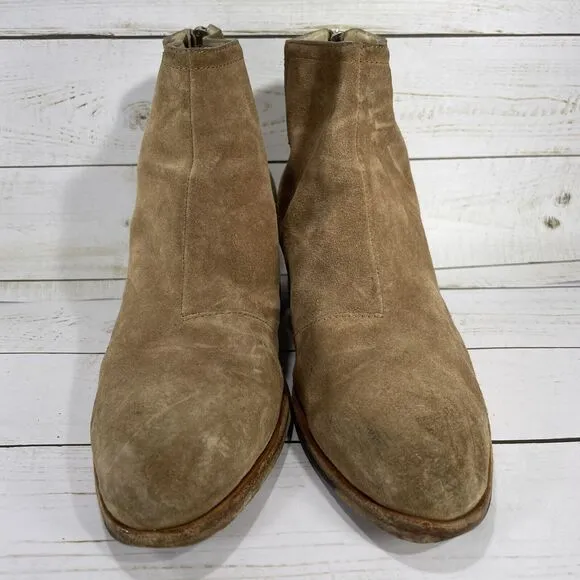 Rag &amp; Bone Wesley Suede Back Zip Ankle Boots Chestnut Tan Womens Size 36 US 6
