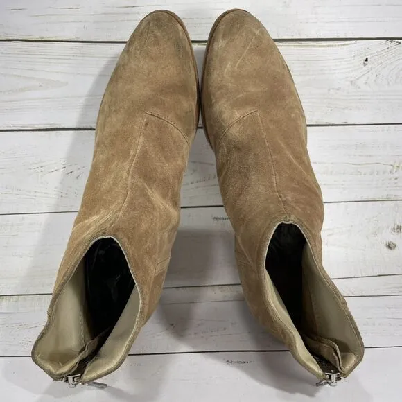 Rag &amp; Bone Wesley Suede Back Zip Ankle Boots Chestnut Tan Womens Size 36 US 6