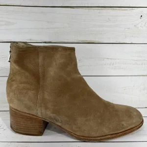 Rag &amp; Bone Wesley Suede Back Zip Ankle Boots Chestnut Tan Womens Size 36 US 6