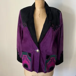 Rare 1980’s Vintage Cowboy Jacket Suede Southwest Aztec Rodeo
