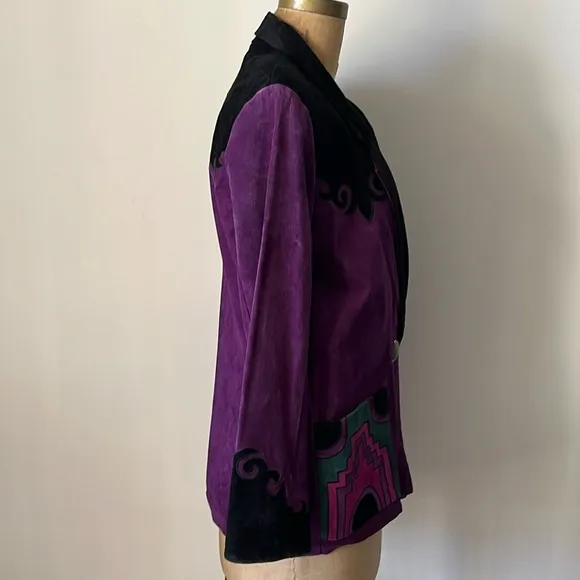 Rare 1980’s Vintage Cowboy Jacket Suede Southwest Aztec Rodeo