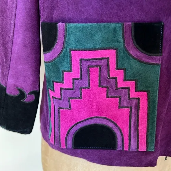 Rare 1980’s Vintage Cowboy Jacket Suede Southwest Aztec Rodeo