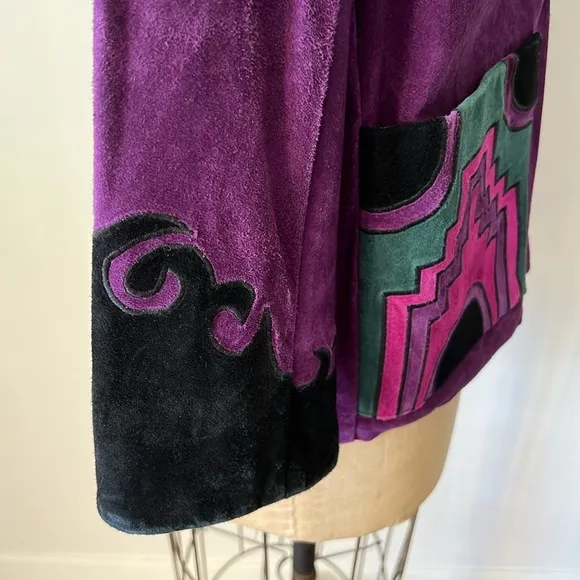 Rare 1980’s Vintage Cowboy Jacket Suede Southwest Aztec Rodeo