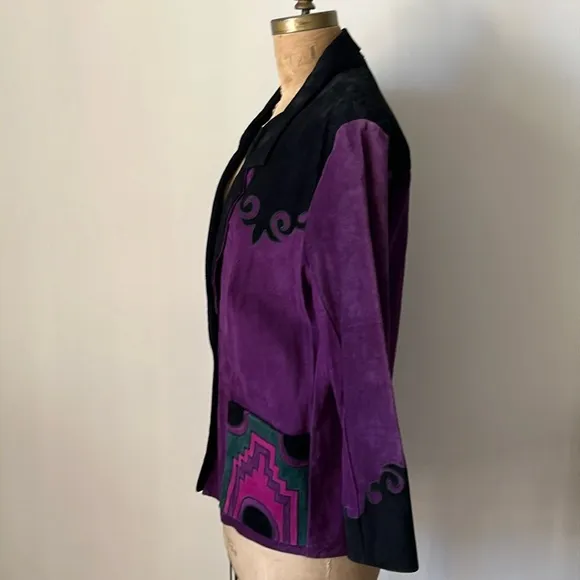 Rare 1980’s Vintage Cowboy Jacket Suede Southwest Aztec Rodeo