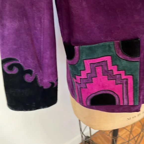 Rare 1980’s Vintage Cowboy Jacket Suede Southwest Aztec Rodeo