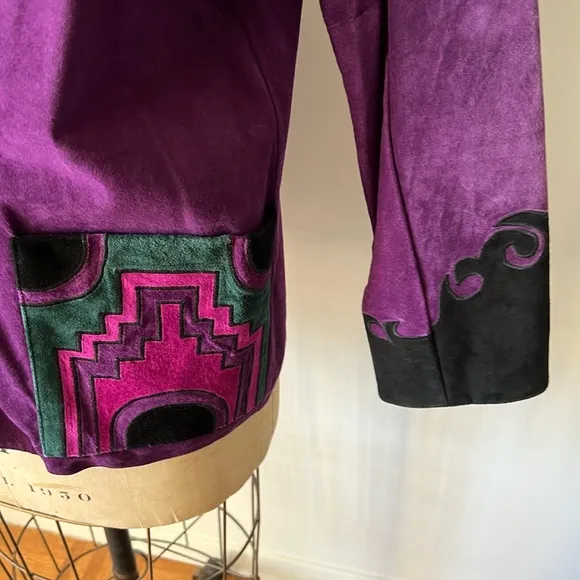 Rare 1980’s Vintage Cowboy Jacket Suede Southwest Aztec Rodeo