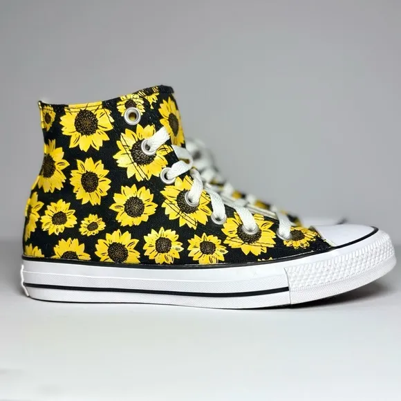 Rare Converse Sunflower Hi Top Shoes Chuck Taylor Allstars Women’s 7.5 Men’s 5.5
