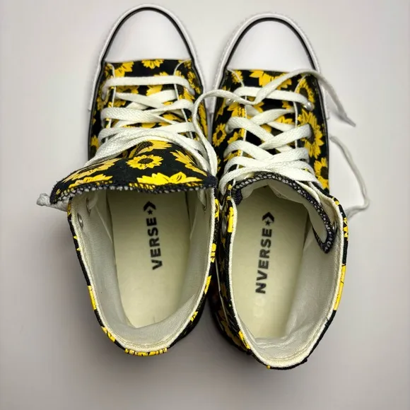 Rare Converse Sunflower Hi Top Shoes Chuck Taylor Allstars Women’s 7.5 Men’s 5.5
