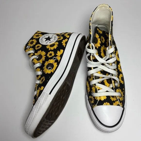 Rare Converse Sunflower Hi Top Shoes Chuck Taylor Allstars Women’s 7.5 Men’s 5.5