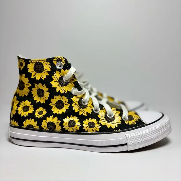 Rare Converse Sunflower Hi Top Shoes Chuck Taylor Allstars Women’s 7.5 Men’s 5.5