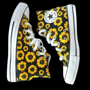 Rare Converse Sunflower Hi Top Shoes Chuck Taylor Allstars Women’s 7.5 Men’s 5.5