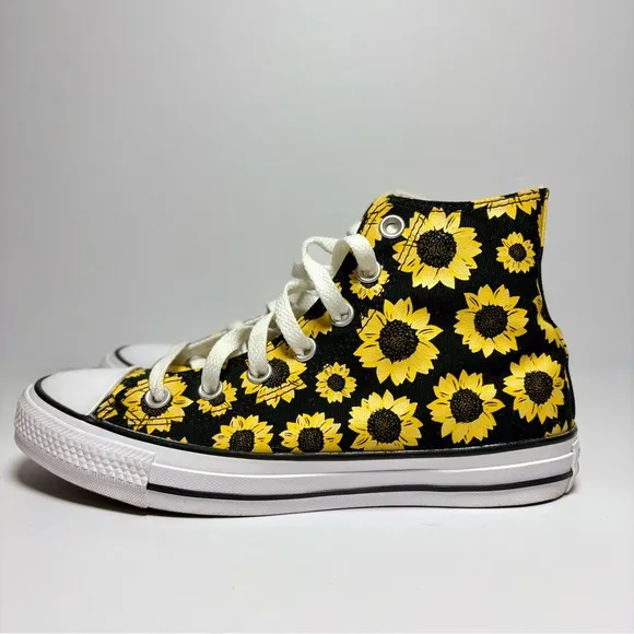 Rare Converse Sunflower Hi Top Shoes Chuck Taylor Allstars Women’s 7.5 Men’s 5.5
