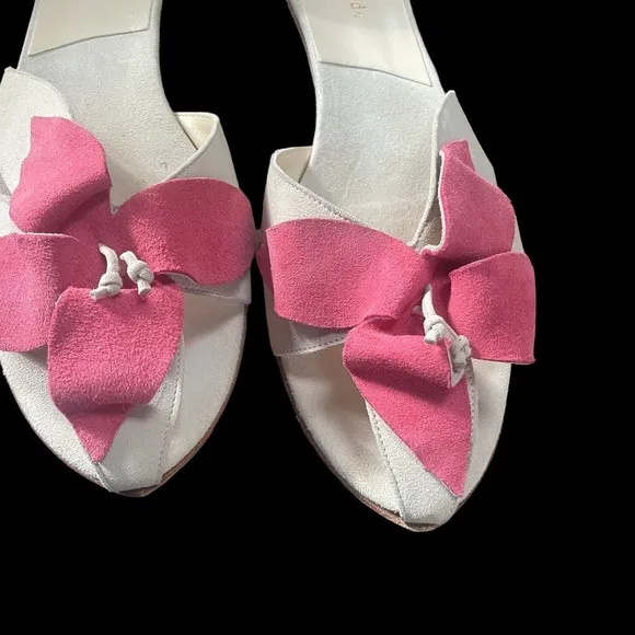 RARE!!!  Kate Spade Suede Pink Flower Slip-On Sandal  - Size 8 1/2 N