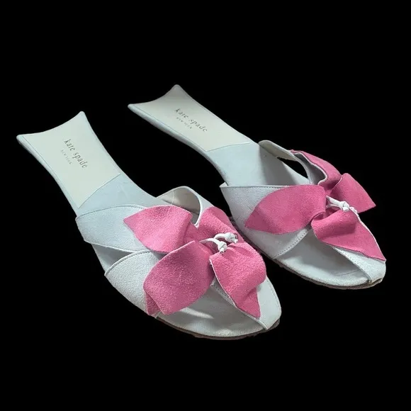 RARE!!!  Kate Spade Suede Pink Flower Slip-On Sandal  - Size 8 1/2 N