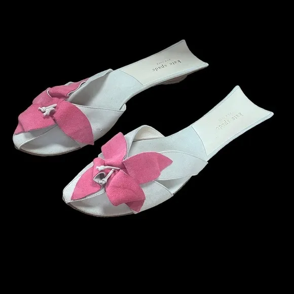 RARE!!!  Kate Spade Suede Pink Flower Slip-On Sandal  - Size 8 1/2 N
