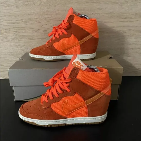 Rare 🧡Nike Dunk Sky High Total Crimson Shoes Wedge Sneakers - W 6.5