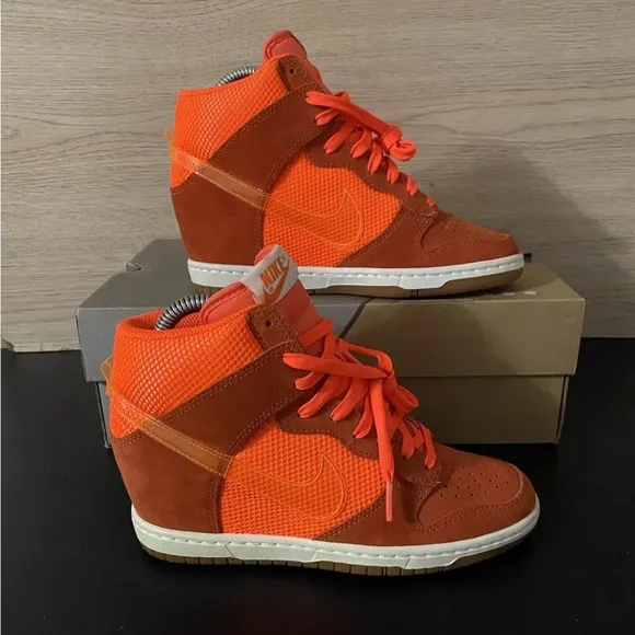 Rare 🧡Nike Dunk Sky High Total Crimson Shoes Wedge Sneakers - W 6.5