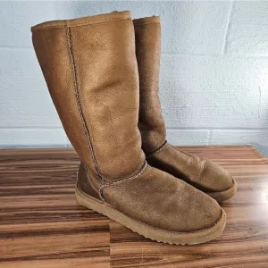 RARE Ugg Classic tall Boots Bronze 5823 Size 6 Leather Sherpa