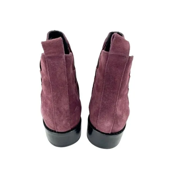 Rebecca Minkoff Jacy Suede Leather Burgundy Pointed Toe Ankle Boots 7 New