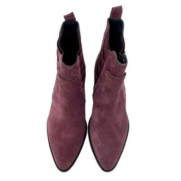 Rebecca Minkoff Jacy Suede Leather Burgundy Pointed Toe Ankle Boots 7.5 NEW