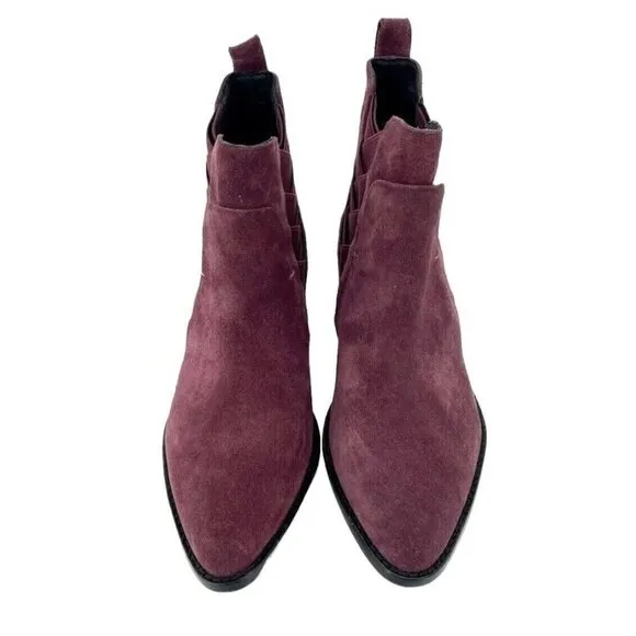 Rebecca Minkoff Jacy Suede Leather Burgundy Pointed Toe Ankle Boots 7.5 NEW