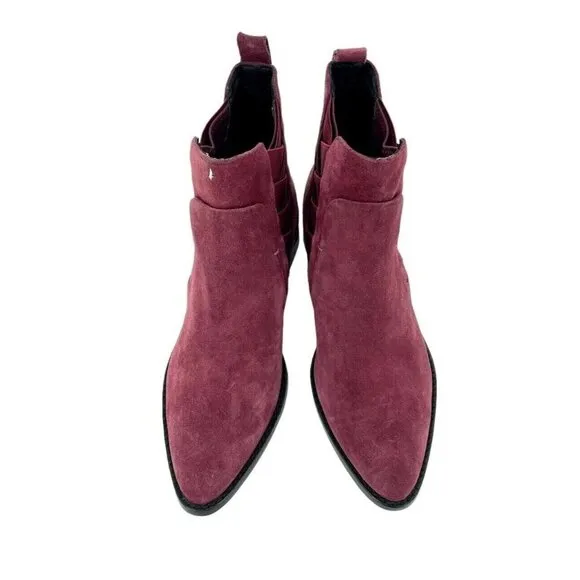 Rebecca Minkoff Jacy Suede Leather Burgundy Pointed Toe Ankle Boots 7.5 NEW