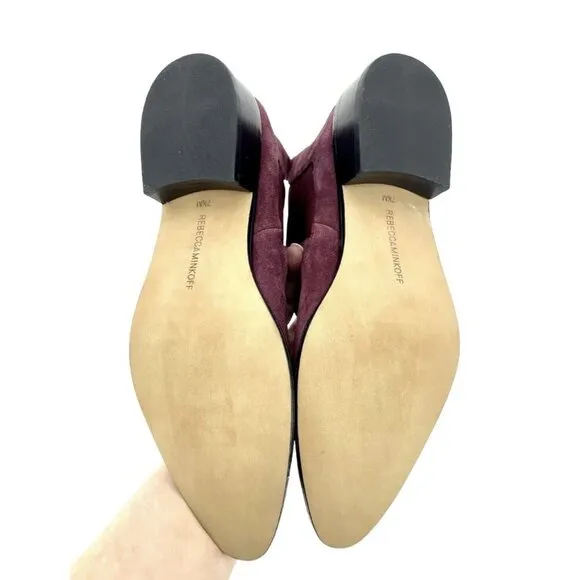 Rebecca Minkoff Jacy Suede Leather Burgundy Pointed Toe Ankle Boots 7.5 NEW