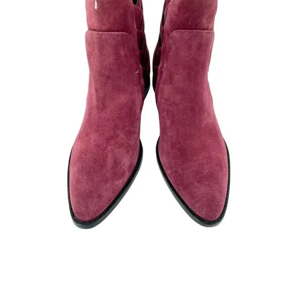 Rebecca Minkoff Jacy Suede Leather Burgundy Pointed Toe Ankle Boots 7.5 NEW