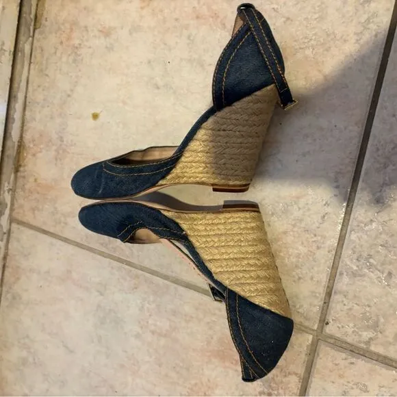 Red valentino sandals blue jean heels cloth wedges denim dress shoes platform