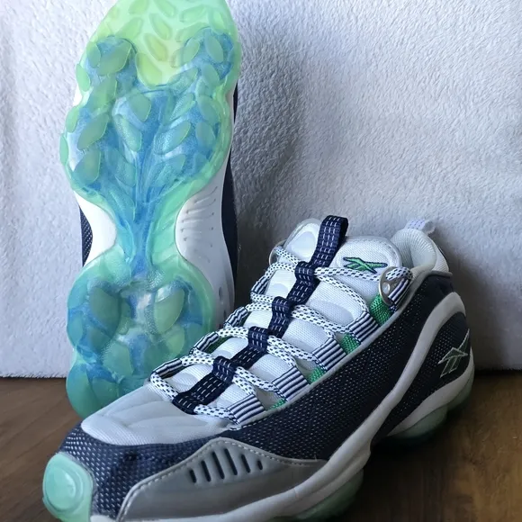 Reebok DMX 10 Infinity Blue and GreenReebok Men's Shoes - White, Green, and Blue