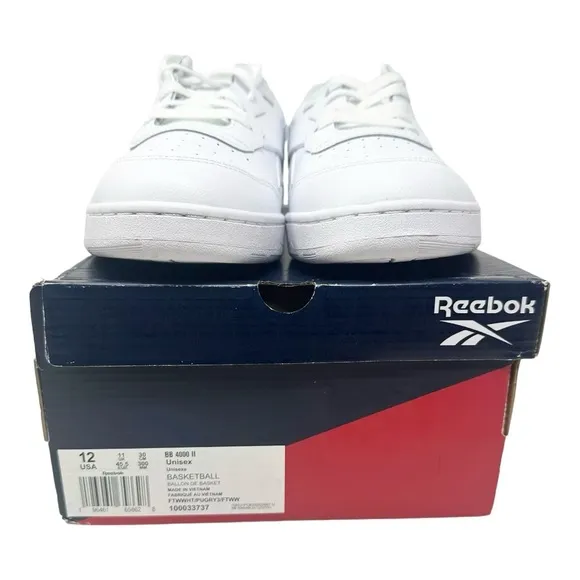 Reebok Men’s BB 4000 II Premium Leather Basketball 100033737 White/Grey Size 12