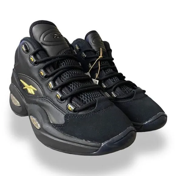 Reebok Question Mid 2022 Retro Basketball Black Shoes Iverson Mens size 7 ID9293
