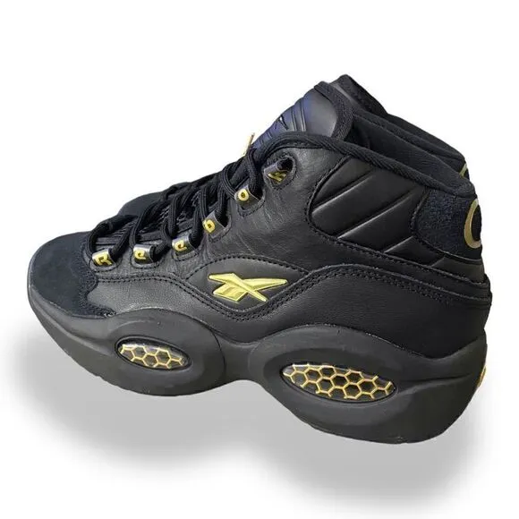 Reebok Question Mid 2022 Retro Basketball Black Shoes Iverson Mens size 7 ID9293