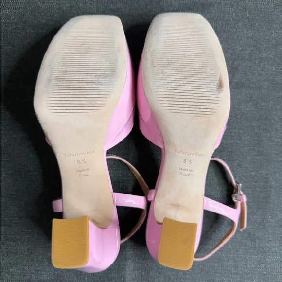 Reformation - Bubblegum Pink Barbie Platform patent leather Strappy heels - 6.5