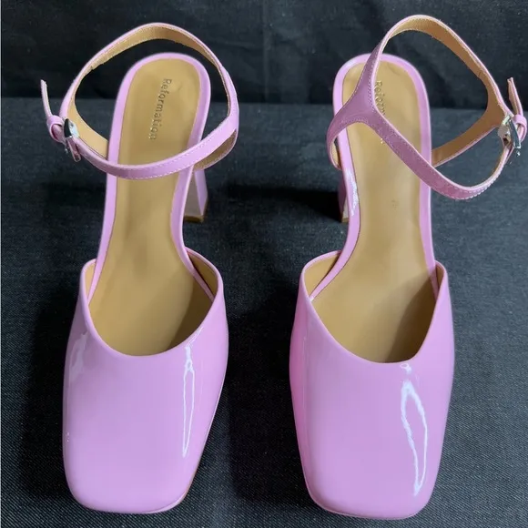 Reformation - Bubblegum Pink Barbie Platform patent leather Strappy heels - 6.5
