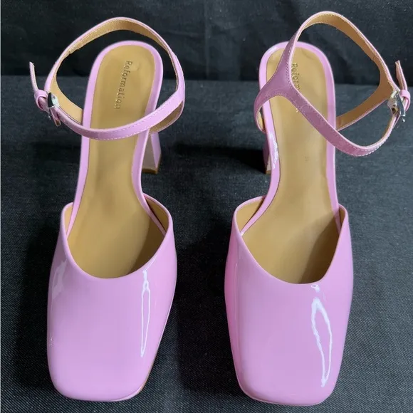 Reformation - Bubblegum Pink Barbie Platform patent leather Strappy heels - 6.5