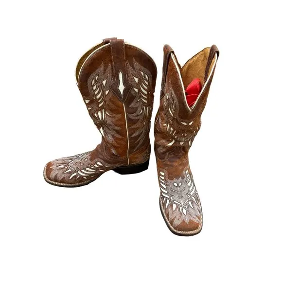 Resistol men’s brown leather western shoe boots size 9D SKU 3701