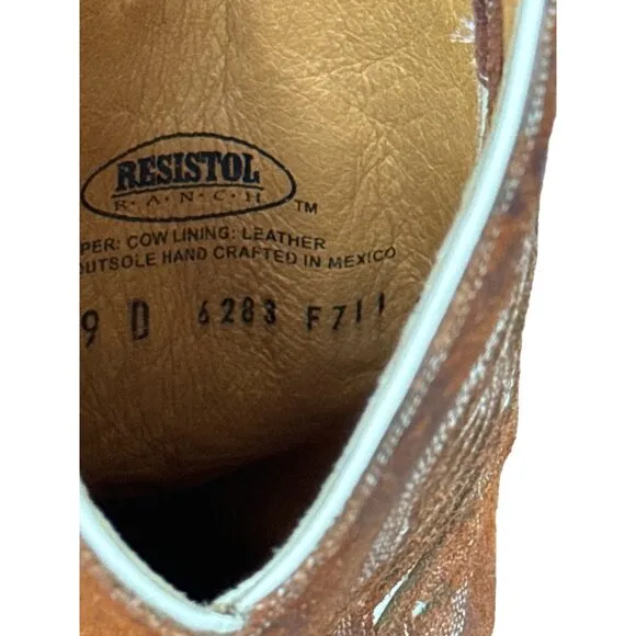 Resistol men’s brown leather western shoe boots size 9D SKU 3701