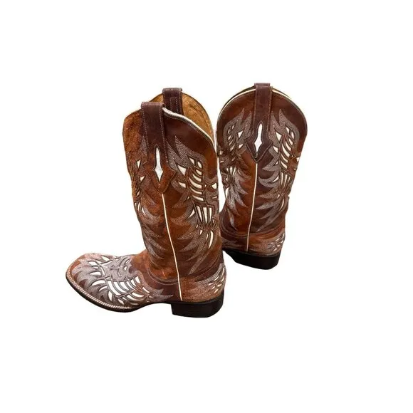 Resistol men’s brown leather western shoe boots size 9D SKU 3701