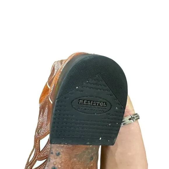 Resistol men’s brown leather western shoe boots size 9D SKU 3701